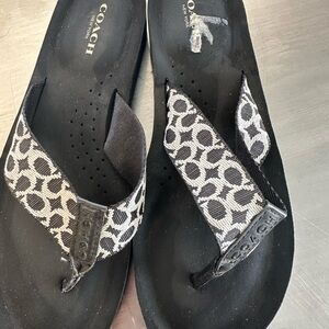 Coach Monogram Black and White Sandals